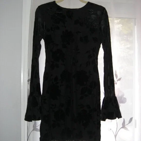 NWT Floral Detail Bell Sleeve Dynamite Mini Dress - Picture 4 of 5